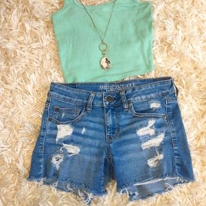 American Eagle denim super low rise shortie